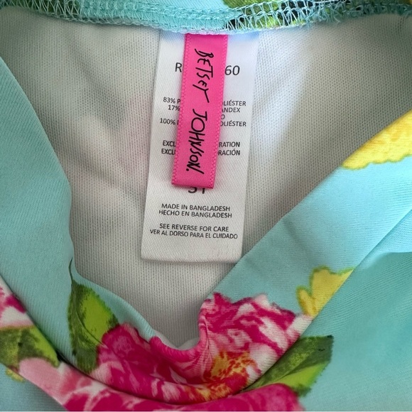 Betsey Johnson 2-Pc Floral Pom POM Toddler Girl Swimsuit Bikini 3T - Picture 4 of 5